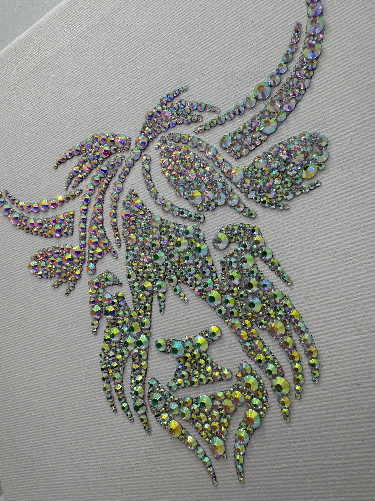 Decorative Bull design with rhinestones on a white background